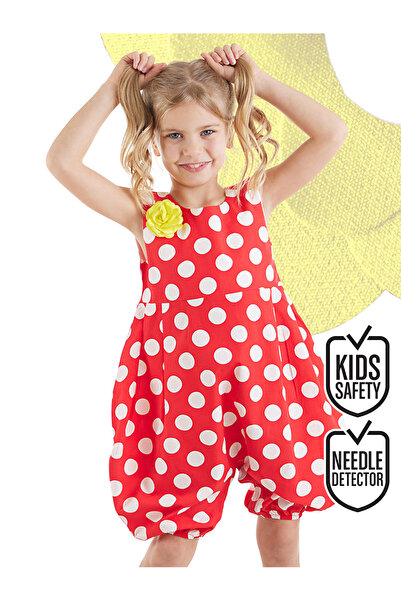 Denokids Red and White Polka Dot Girl's Balloon Jumpsuit