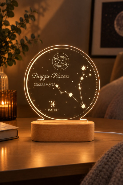 Karma Light Markt Astroloji Temalı Kişiye Özel Led Gece Lambası - Burç Sembol...