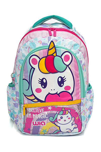 Wia 3 Bölmeli Unicorn Okul Sırt Çantası Turkuaz