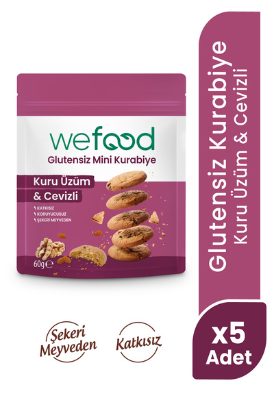 Wefood Glutensiz Mini Kurabiye Kuru Üzüm & Cevizli 60 g 5'li