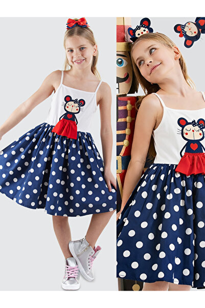 Denokids Φόρεμα Lily Girl's πουά Navy Blue