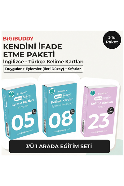 Bigibuddy Wordsbuddy Turkish English Word Cards Self-Expression 90 Cards Set ...