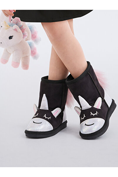 Denokids Μαύρες κοριτσίστικες μπότες Unicorn