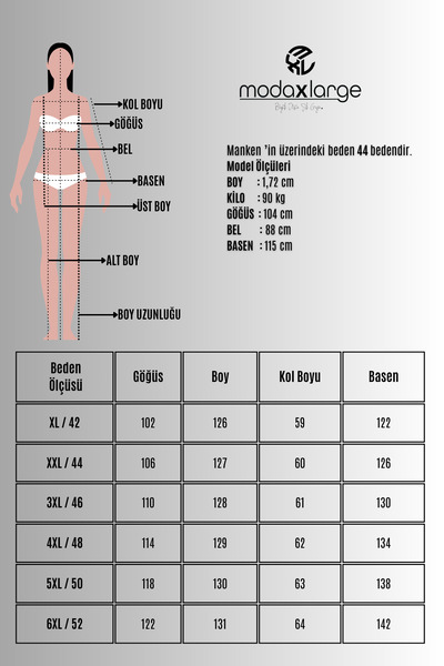 Koza Butik Kadın Büyük Beden Uzun Kollu Önü Tokalı İki İplik Penye Kumaş Elbise 5430-26