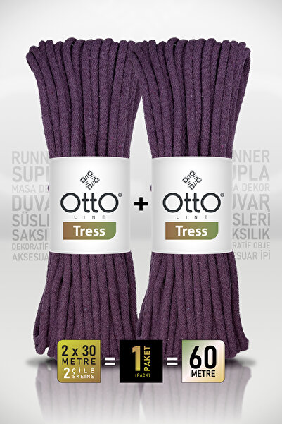 Otto Tress • Mürdüm (5030) • 2-Pack × 30 m / 500 Gr • 6 mm • Cotton Cord Rope...
