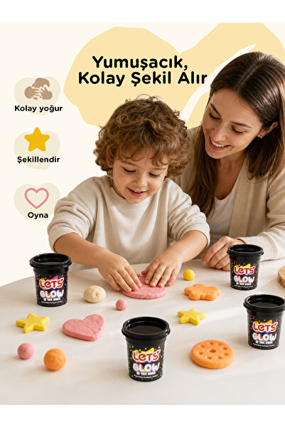 Lets 4 Renk Karanlıkta Parlayan Oyun Hamuru 440g