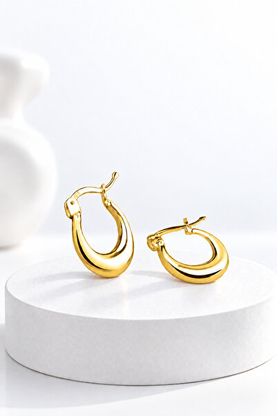 jelux silver Gümüş 925 Ayar Yarım Ay Model Gold Küpe