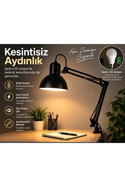 FEDDY Akrobat Masa Lambası – Masa Üstü Kullanım & Mengeneli Masaya Sabitleme ...