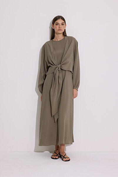 Manuka Modal Long Sleeve Anvelop Dress Khaki
