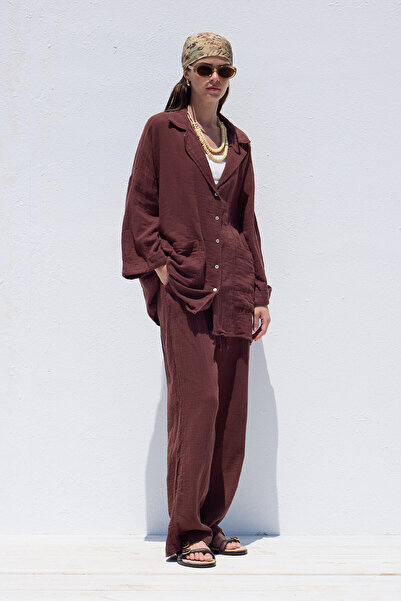Manuka Muslin Comfortable Pants Burgundy