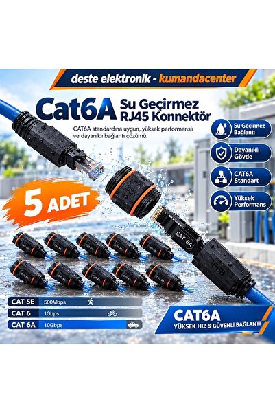 DESTE ELEKTRONİK Dış mekan (IP68) RJ45 patch kablo bağlantısı konnektörü,CAT6...