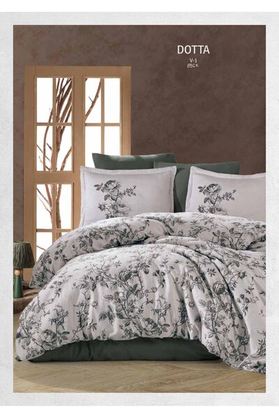 ŞENER HOME Clasy Pamuk Saten 2 Li Kapaklı Yastık Kılıfı 50x70 Cm. Dotta Haki