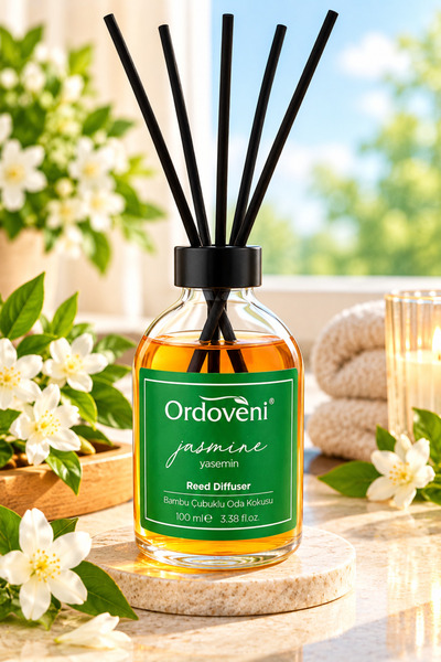 OrdoVeni Yasemin Çiçeği Kokulu Bambu Çubuklu Oda Kokusu 100 ML | Ferah ve Hoş...