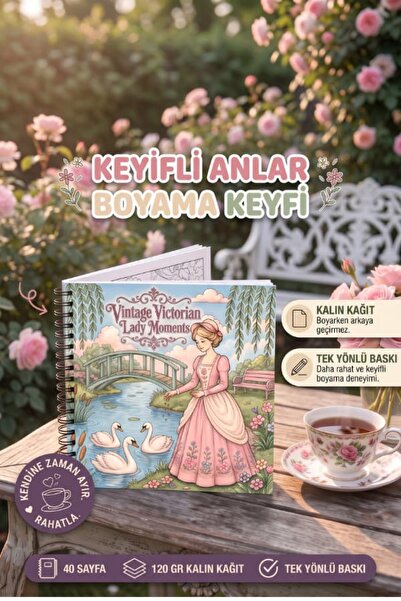 Pink Swan Craft Vintage Victorian Lady Moments – 20X20 cm Large Coloring Book...