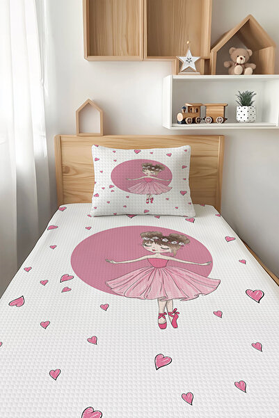 Şen Dekorasyon Ballerina Girl Pattern Children's Pique Set