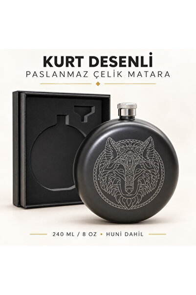 e-life shop Wolf pattern stainless steel drink flask 240 ml 8 oz pocket flask...