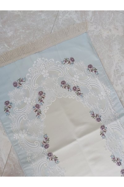 Nurka Çeyiz Floral Luxury Elegant Tapestry Prayer Rug (BLUE)