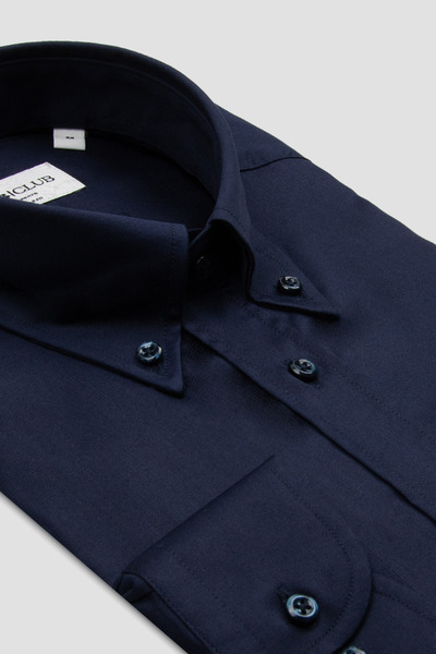 Abbate BB Club Mike Non Iron Oxford Kolay Ütülenebilir Pamuklu Regular Fit Lacivert Düğmeli Yaka Erkek Düz Gömlek
