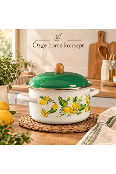 ALEV EMAYE 20 cm Emaye limon desenli Yoğurt Mayalama Tenceresi – 3 Litre