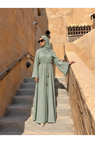 Ophelia Premium Textured Pleated Maxi Dress for Women – Elegant Modest Everyd...