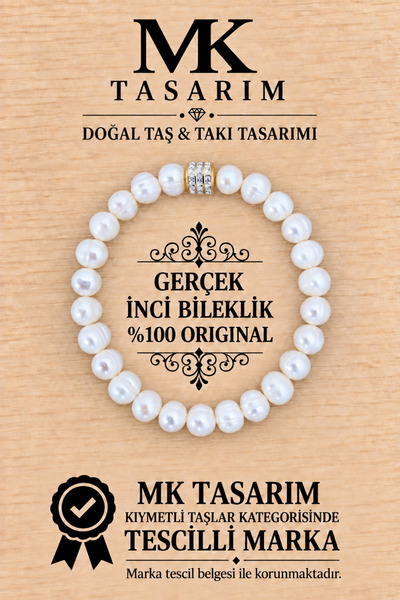 MK tasarım سوار من اللؤلؤ الحقيقي MK.7000.875- سوار مريح-هدوء-طاقة-سوار لتخفي...