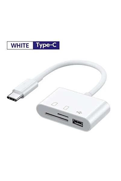 Choice8 3-in-1 Type-C White 3 in 1 USB/Type C Multifunction Card Reader OTG S...