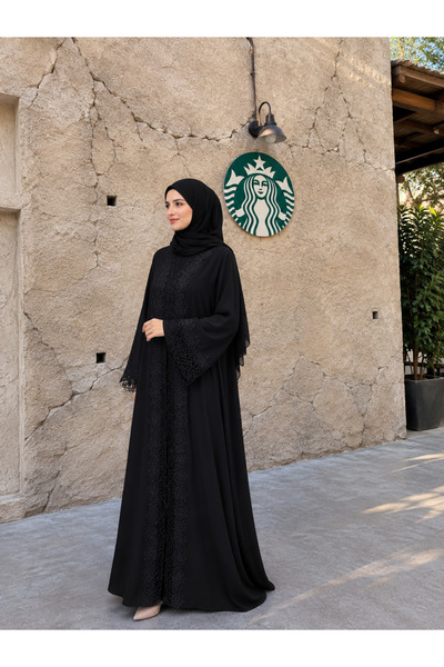 Ophelia Al Zahra 3-Piece Open Abaya Set with Inner Dress & Matching Hijab