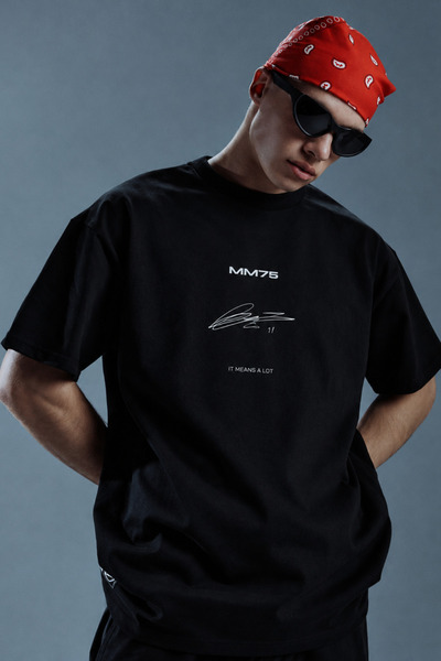 The Champ Clothing Signature Printed Oversize Black Men's T-Shirt