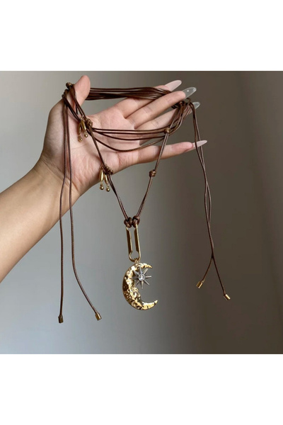 Choice YF5611-1 Vintage Bohemian Star Moon Leather Rope Necklace, Perfect for...