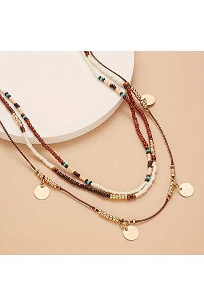 Choice YC4383-1 قلادة نسائية متعددة الطبقات مرصعة بالخرز على الطراز العرقي ال...