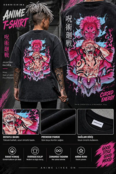 FG KONNİCHİWA Hatsune Miku Oversize T-Shirt Anime Cosplay Manga T-Shirt Acid ...