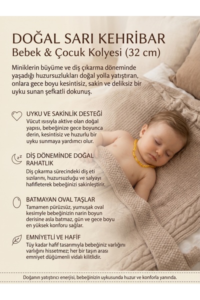 Jeina Bebek Damla Kehribar Kolye