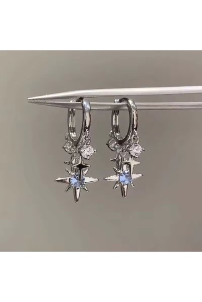 Choice WA4809-1 1 Pair of Fashionable Sparkling Zircon Star Pendant Earrings,...