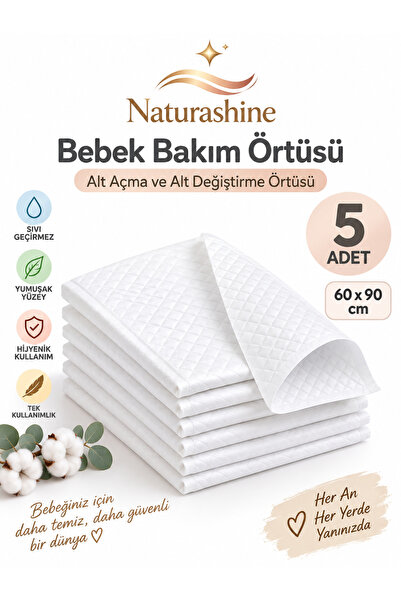 Naturashine Sıvı geçirmez Bebek Alt Değiştirme Örtüsü 60x90 cm 5 Adet Alt Açm...