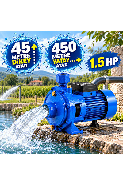 OPTIVEX 1.5 HP Çift Kademeli Santrifüj Su Pompası 45 Metre Basma 5 Kat 6 Dair...