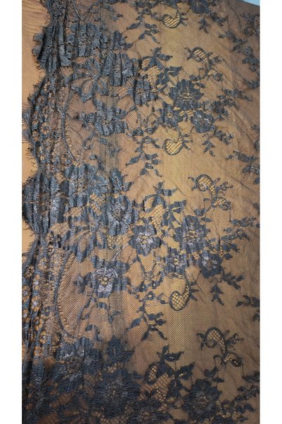 Generic Brand Coffee Colored French Lace Shawl 150 cm Length 72 cm Width