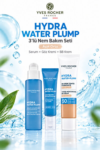 Yves Rocher Hydra Water Pump Nem Bakım Seti 3'lü Açık Orta Serum 30 ml Göz Kr...