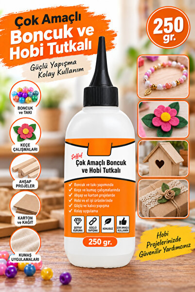 Kandillo Şeffaf Çok Amaçlı Boncuk Ve Hobi Tutkalı, 250gr. Kasnak Keçe Hobi Yapıştırıcı Tutkal