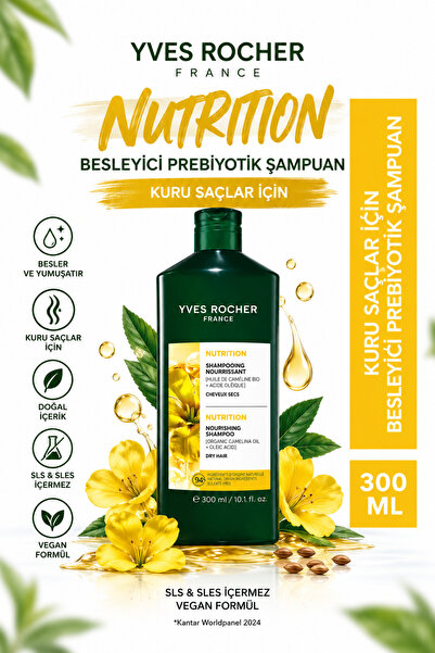 Yves Rocher Nourishing Prebiotic Shampoo Special for Dry Hair, Salt-Free, Veg...