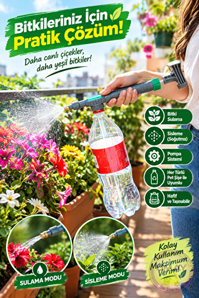 ibico Plastik Şişelere Uyumlu Yüksek Basınç Ayarlanabilir Nozullu Çiçek Sulam...