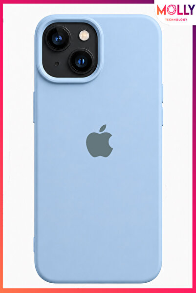 Molly iPhone 13/14 İçin Bebe Mavisi Soft İçi Kadife Lansman Silikon Kılıf