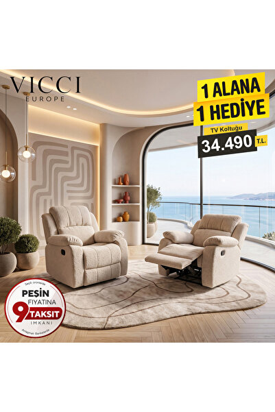 VICCI EUROPE 2'li TV Koltuk Seti – 1 Alana 1 Hediye - Ibiza