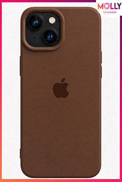 Molly iPhone 13/14 İçin Çikolata Soft İçi Kadife Lansman Silikon Kılıf