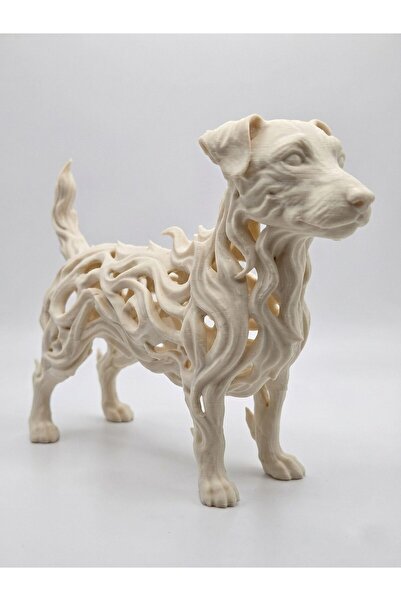 Yakamoz Atölye Jack Russell Terrier Biblo 13 cm Alev Tüylü 3D Baskı Krem Deko...