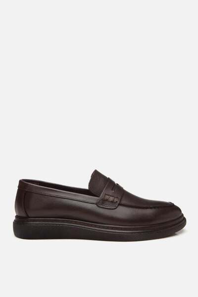 Yaya by Hotiç Erkek Deri Kahverengi Deri Hafif Tabanlı Klasik Loafer