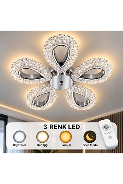 tavion lighting BADEM 5Lİ AVİZE 3 RENK LED SECENEKLİ KUMANDALI SALON OTURMA O...