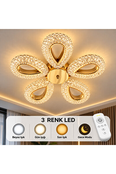 tavion lighting BADEM 5Lİ AVİZE 3 RENK LED SECENEKLİ KUMANDALI SALON OTURMA O...