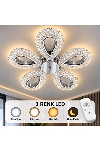 MAVERALİGHTİNG YAGMUR 5 KOLLU AVİZE 3 RENK LED ISIKLI KUMANDALI SALON AVİZE M...
