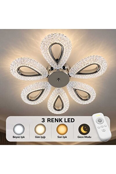 MAVERALİGHTİNG YAGMUR 6lı avize 3 renk led ısıklı kumandalı salon avize oturm...