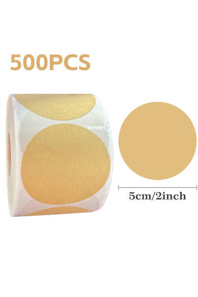 Choice 500pcs-2inch 500 pcs / 1 Roll, Kraft Round Self-Adhesive Label Paper I...